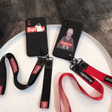 シュプリーム iphone8/Xケース ブランド Supreme 犬アイフォン7/7 plusカバー オシャレ浮き彫りiphone6s/6 plusケース立体ストラップ付きファッション